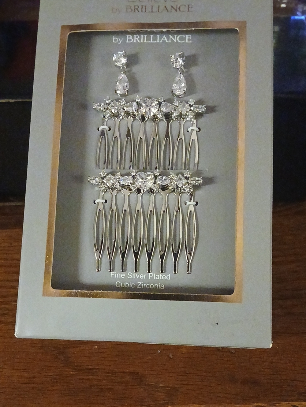 Brilliance Silver-Tone Cubic Zirconia Drop Earrings & Hair Comb Set - Silver